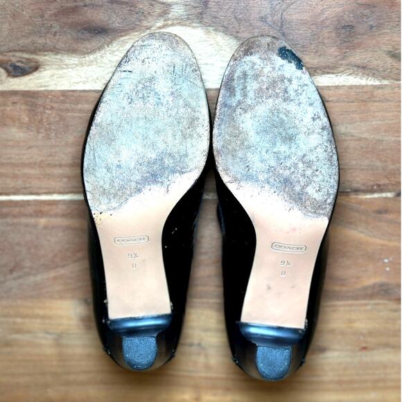 COACH | US 9.5 B | HANAH Gold Lined Black Patent Leather Pump 3-inch Heel A3848 - Picture 9 of 11